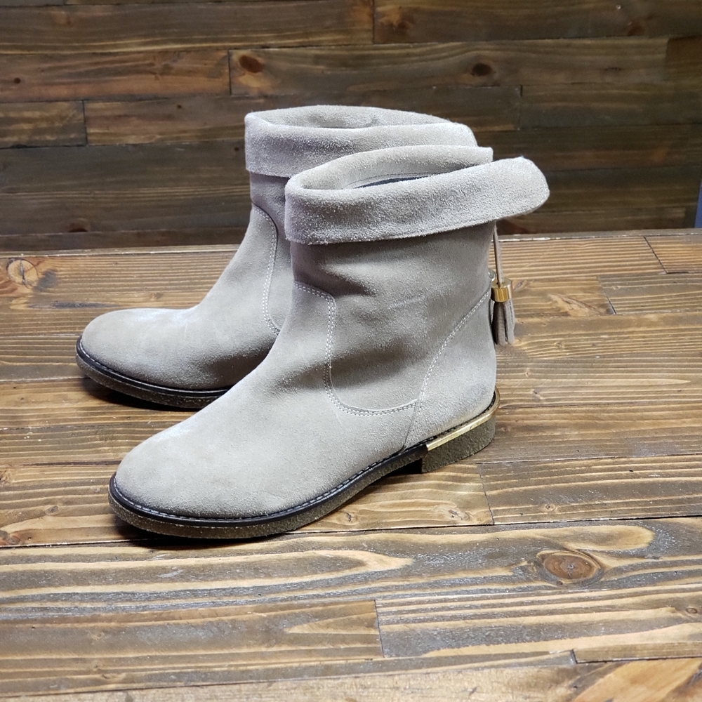 Charles David Taupe Suede Boots Size 7 - image 1